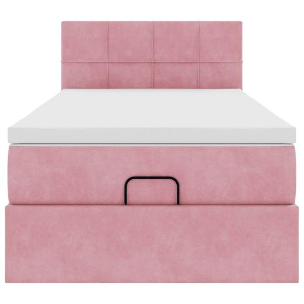 Ottoman-Bett mit Matratze Rosa 100x200 cm Samt