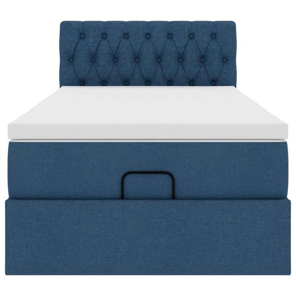 Ottoman-Bett mit Matratze Blau 90x190 cm Stoff