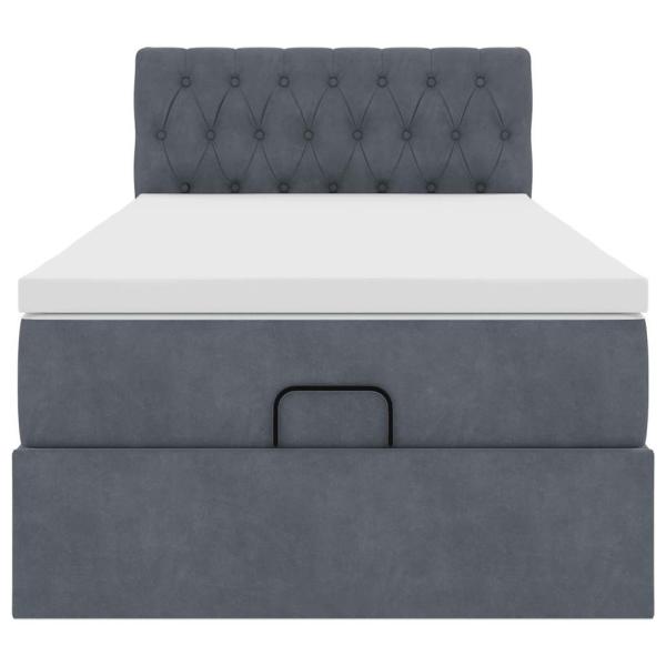 Ottoman-Bett mit Matratze Dunkelgrau 90x200 cm Samt