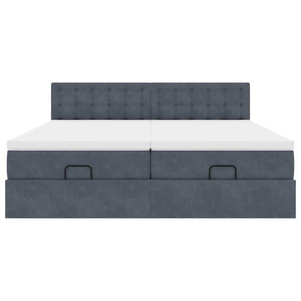 Ottoman-Bett mit Matratzen Dunkelgrau 180x200 cm Samt