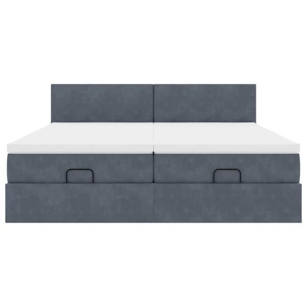Ottoman-Bett mit Matratzen Dunkelgrau 200x200 cm Samt