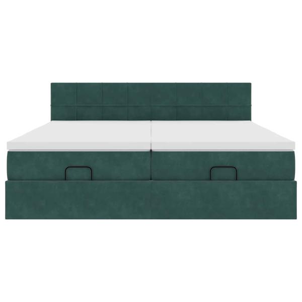 Ottoman-Bett mit Matratzen Dunkelgrün 180x200 cm Samt