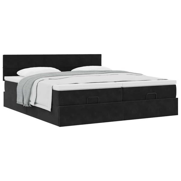 ARDEBO.de - Ottoman-Bett mit Matratzen Schwarz 200x200 cm Samt
