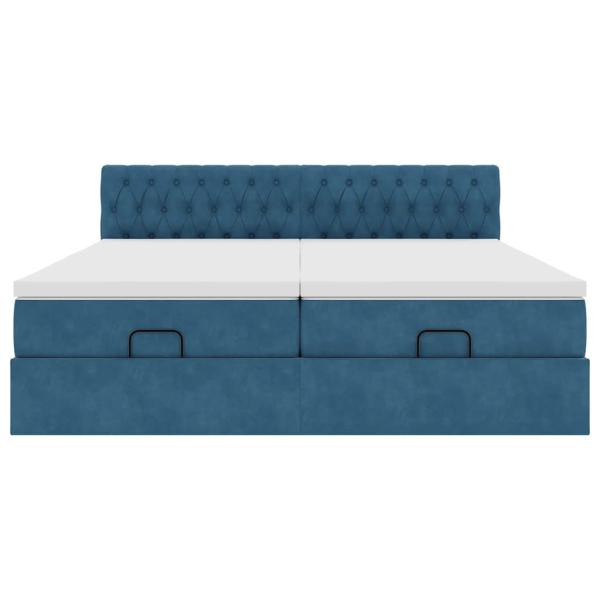 Ottoman-Bett mit Matratzen Dunkelblau 180x200 cm Samt