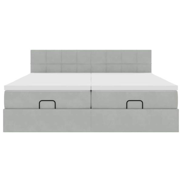 Ottoman-Bett mit Matratzen Hellgrau 160x200 cm Samt