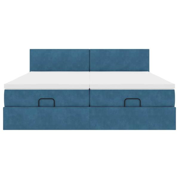 Ottoman-Bett mit Matratzen Dunkelblau 160x200 cm Samt