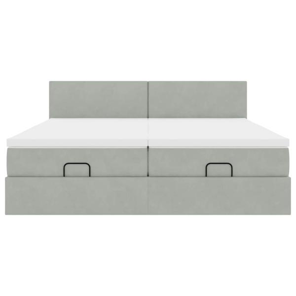 Ottoman-Bett mit Matratzen Hellgrau 180x200 cm Samt