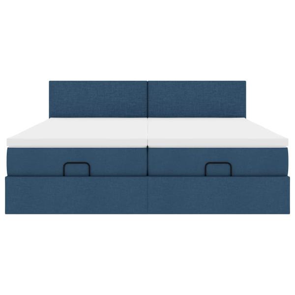 Ottoman-Bett mit Matratzen Blau 200x200 cm Stoff