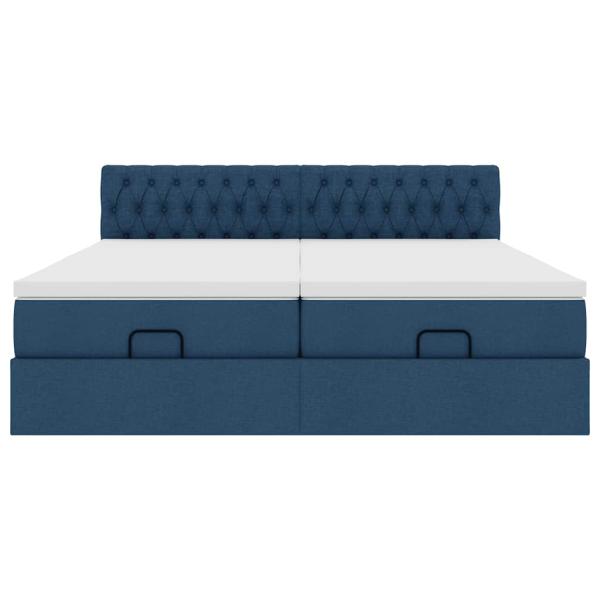 Ottoman-Bett mit Matratzen Blau 180x200 cm Stoff