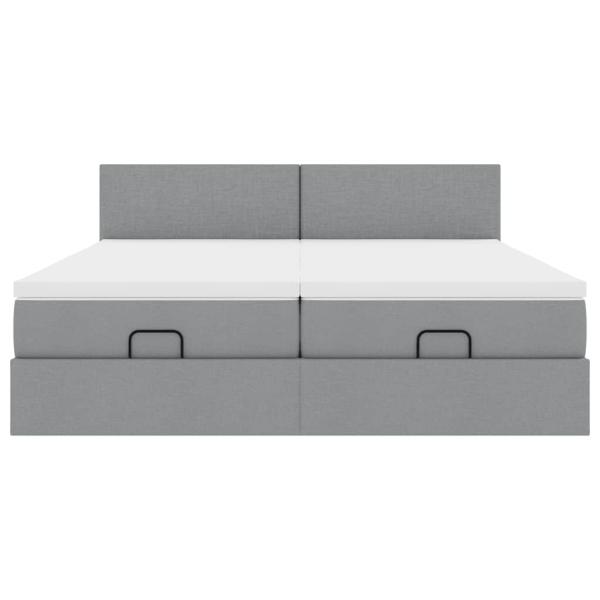 Ottoman-Bett mit Matratzen Hellgrau 180x200 cm Stoff