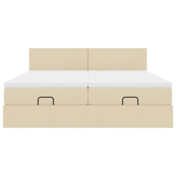 Ottoman-Bett mit Matratzen Creme 160x200 cm Stoff