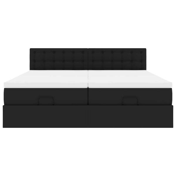 Ottoman-Bett mit Matratzen Schwarz 160x200 cm Kunstleder