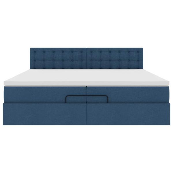 Ottoman-Bett mit Matratzen Blau 200x200 cm Stoff