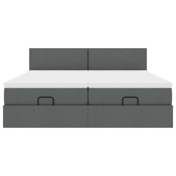 Ottoman-Bett mit Matratzen Dunkelgrau 160x200 cm Stoff