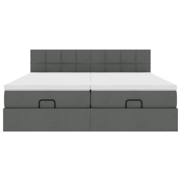 Ottoman-Bett mit Matratzen Dunkelgrau 160x200 cm Stoff