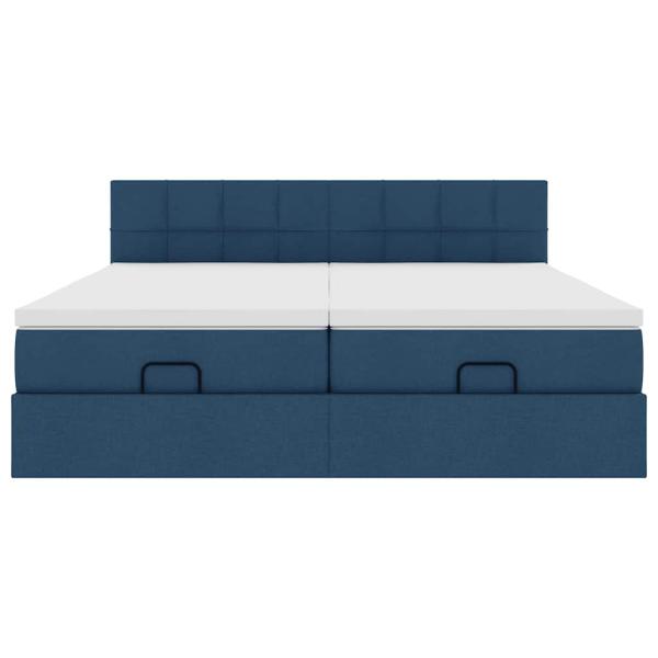 Ottoman-Bett mit Matratzen Blau 180x200 cm Stoff