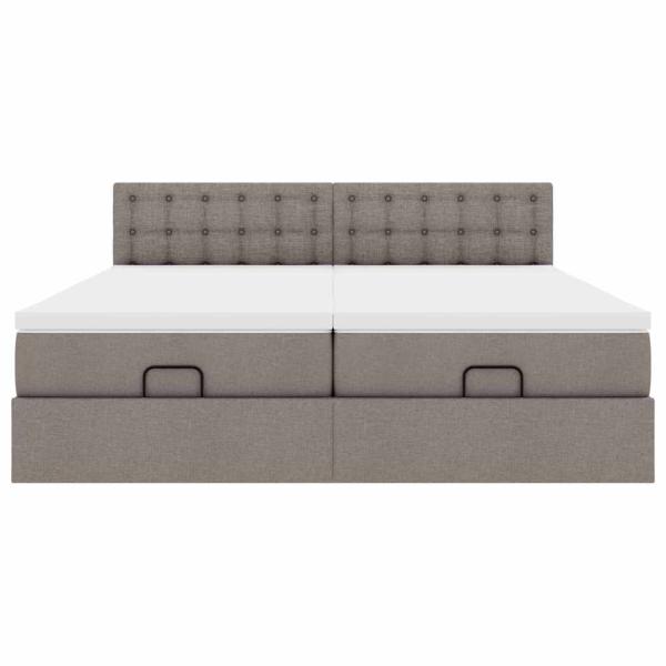 Ottoman-Bett mit Matratzen Taupe 180x200 cm Stoff