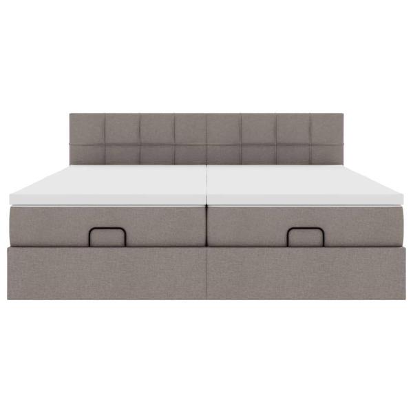 Ottoman-Bett mit Matratzen Taupe 200x200 cm Stoff