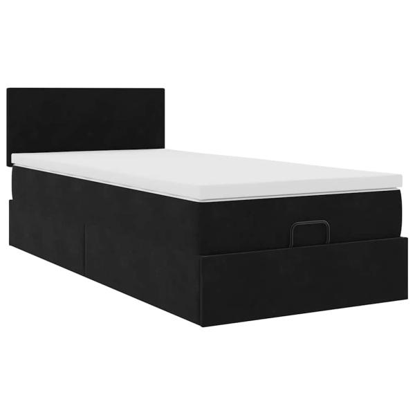 ARDEBO.de - Ottoman-Bett mit Matratze Schwarz 90x200 cm Samt