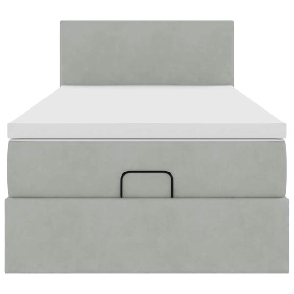 Ottoman-Bett mit Matratze Hellgrau 90x200 cm Samt