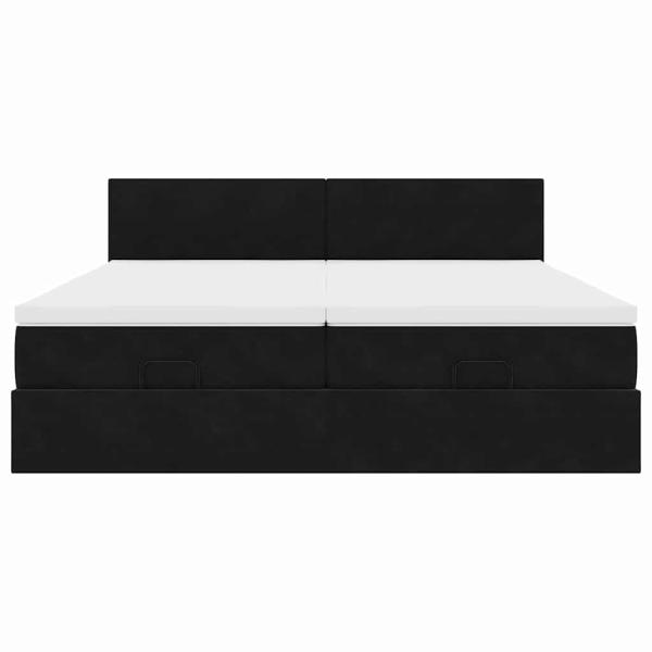 Ottoman-Bett mit Matratzen Schwarz 200x200 cm Samt