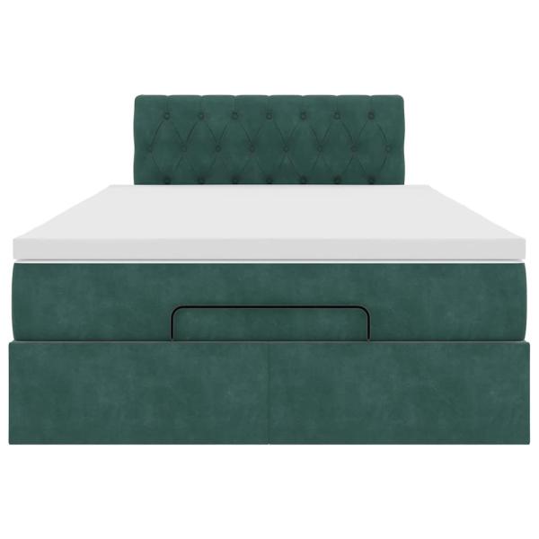 Ottoman-Bett mit Matratze Dunkelgrün 120x190 cm Samt