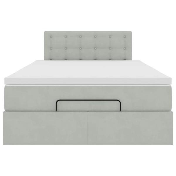 Ottoman-Bett mit Matratze Hellgrau 120x190 cm Samt