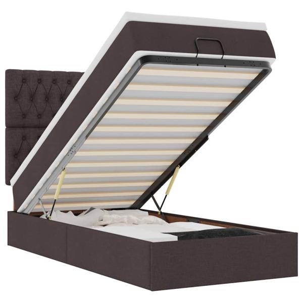 Ottoman-Bett mit Matratze Dunkelbraun 90x200 cm Stoff