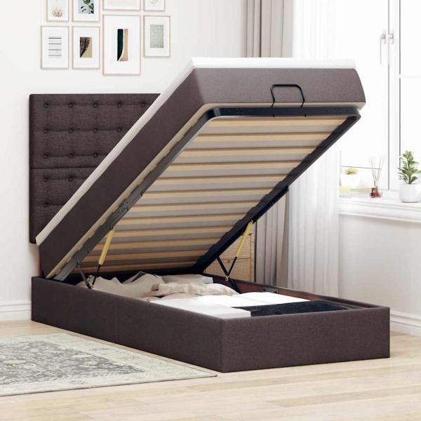 ARDEBO.de - Ottoman-Bett mit Matratze Dunkelbraun 80x200 cm Stoff