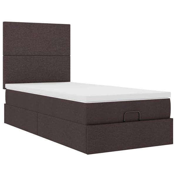 Ottoman-Bett mit Matratze Dunkelbraun 90x200 cm Stoff