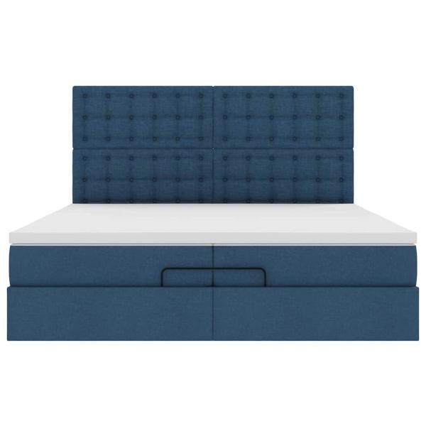 Ottoman-Bett mit Matratzen Blau 200x200 cm Stoff