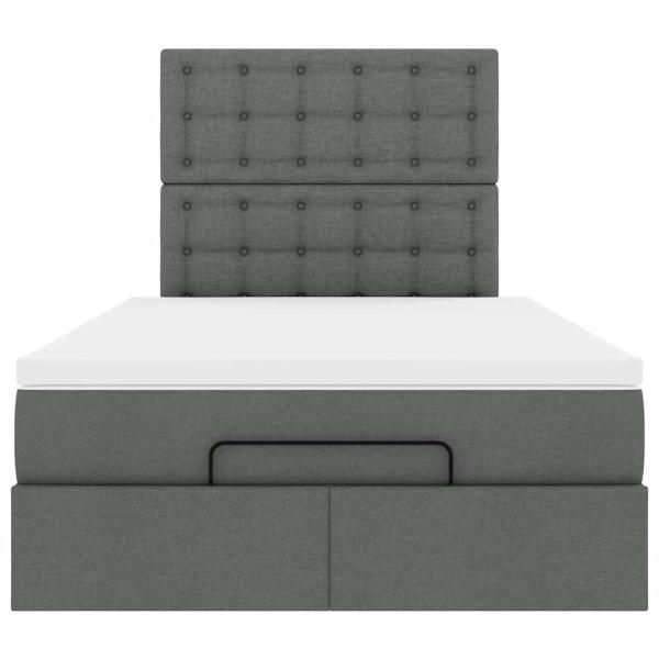 Ottoman-Bett mit Matratze Dunkelgrau 120x200 cm Stoff