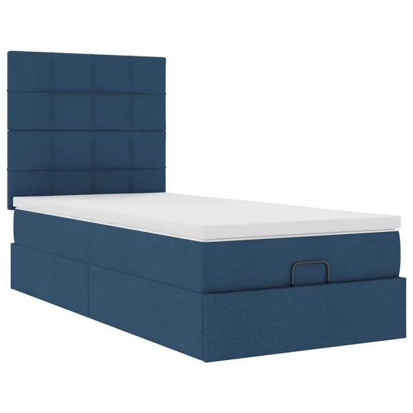 ARDEBO.de - Ottoman-Bett mit Matratze Blau 100x200 cm Stoff