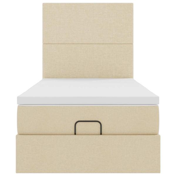 Ottoman-Bett mit Matratze Creme 90x190 cm Stoff
