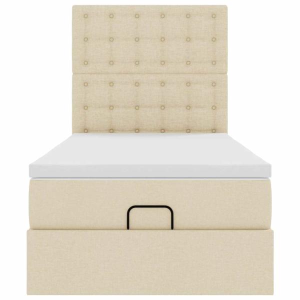 Ottoman-Bett mit Matratze Creme 80x200 cm Stoff