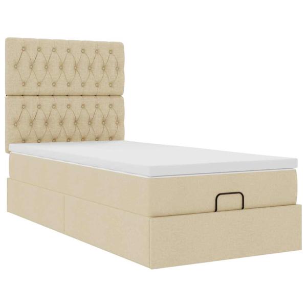 Ottoman-Bett mit Matratze Creme 90x190 cm Stoff