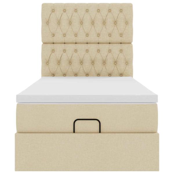 Ottoman-Bett mit Matratze Creme 90x190 cm Stoff