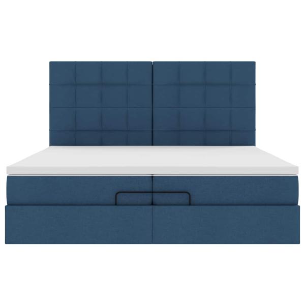Ottoman-Bett mit Matratzen Blau 200x200 cm Stoff