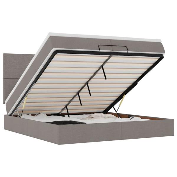 Ottoman-Bett mit Matratzen Taupe 200x200 cm Stoff