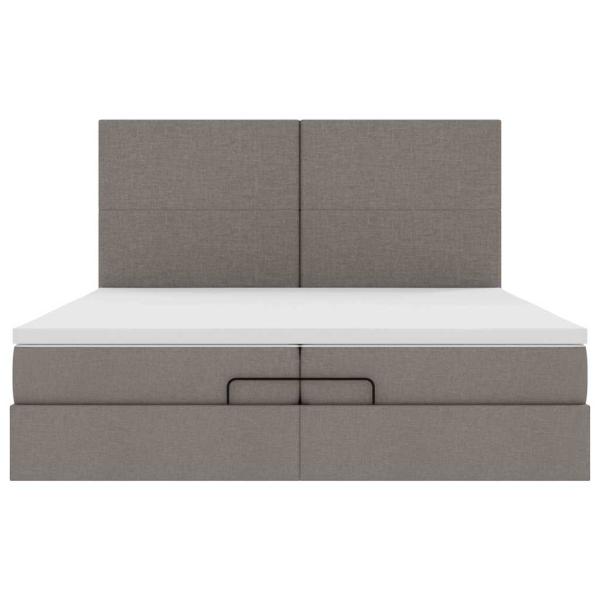 Ottoman-Bett mit Matratzen Taupe 200x200 cm Stoff