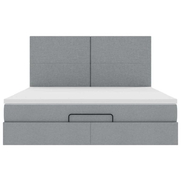 Ottoman-Bett mit Matratze Hellgrau 160x200 cm Stoff
