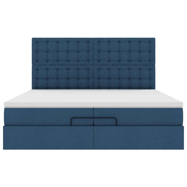 Ottoman-Bett mit Matratzen Blau 200x200 cm Stoff