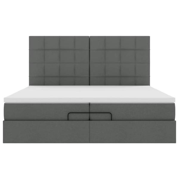 Ottoman-Bett mit Matratzen Dunkelgrau 200x200 cm Stoff