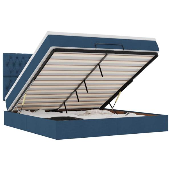 Ottoman-Bett mit Matratze Blau 180x200 cm Stoff