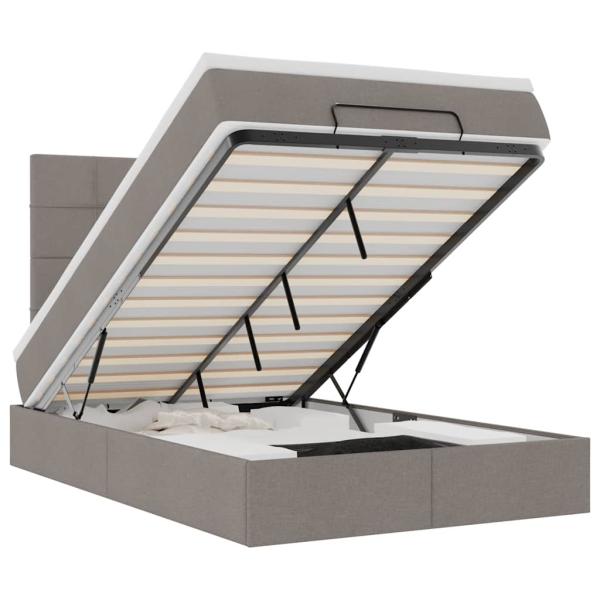 Ottoman-Bett mit Matratze Taupe 120x200 cm Stoff