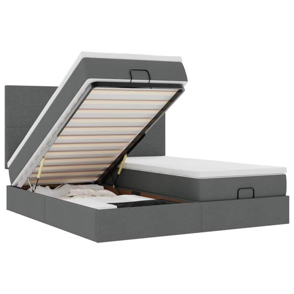 Ottoman-Bett mit Matratzen Dunkelgrau 200x200 cm Stoff