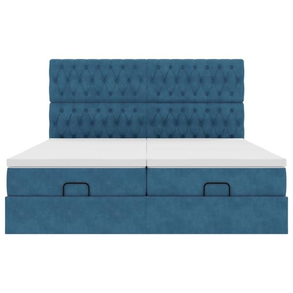 Ottoman-Bett mit Matratzen Dunkelblau 180x200 cm Samt