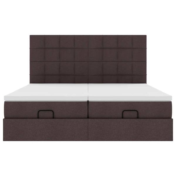 Ottoman-Bett mit Matratzen Dunkelbraun 200x200 cm Stoff