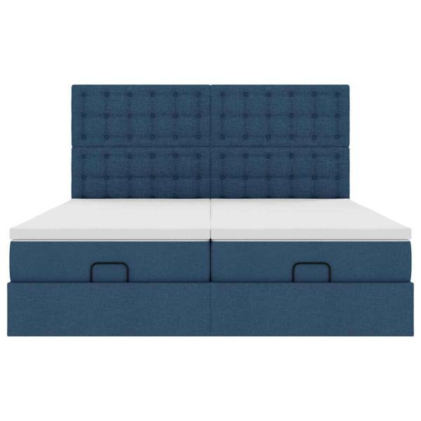 Ottoman-Bett mit Matratzen Blau 180x200 cm Stoff