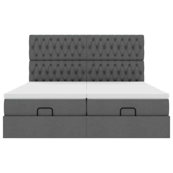 Ottoman-Bett mit Matratzen Dunkelgrau 180x200 cm Stoff